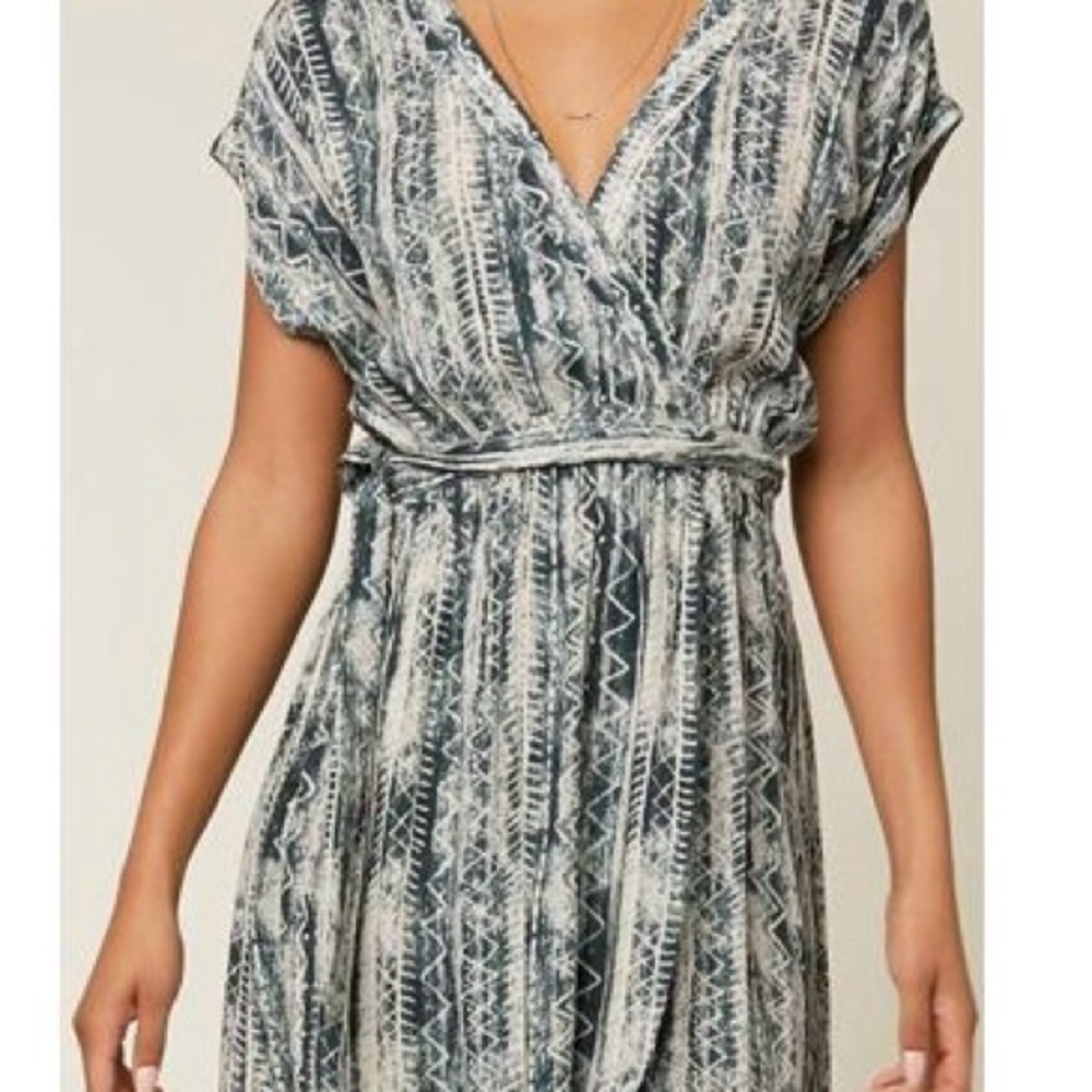 SALE-O’Neil’s Chic Green and White Wrap  Around Dress